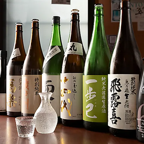 厳選した日本酒の瓶